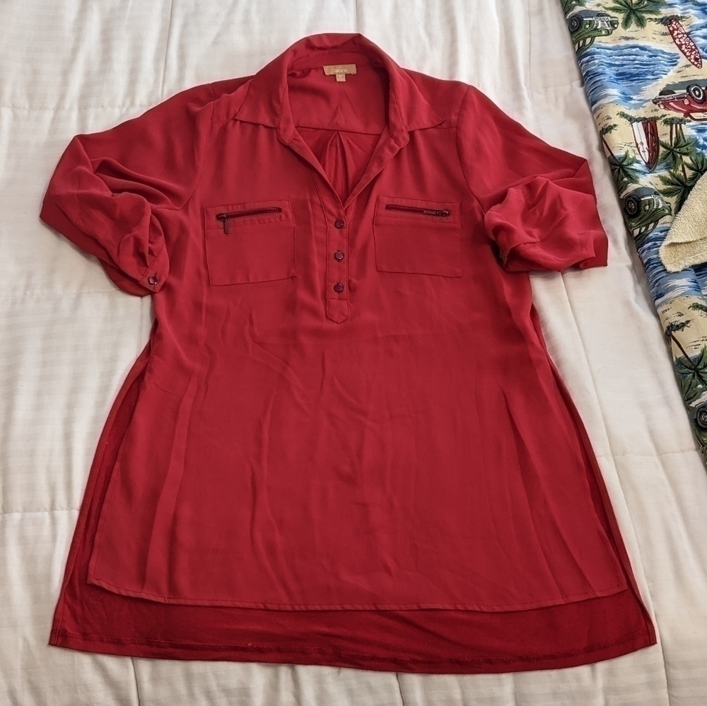takara lightweight red shirt with lots of fun details size Medium